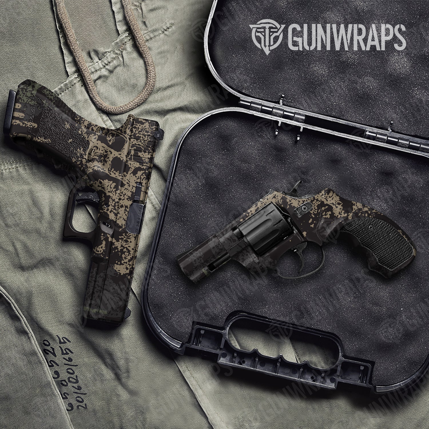 Handgun Pasted Militant Charcoal Camo Gun Skin Vinyl Wrap