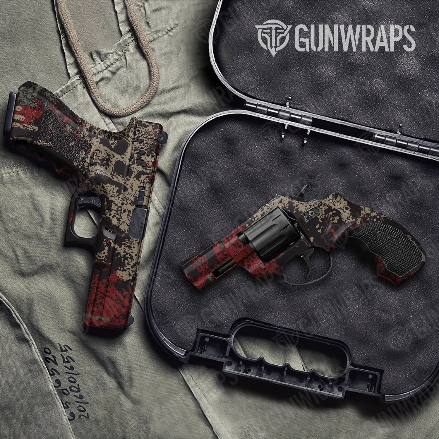 Handgun Pasted Militant Red Camo Gun Skin Vinyl Wrap