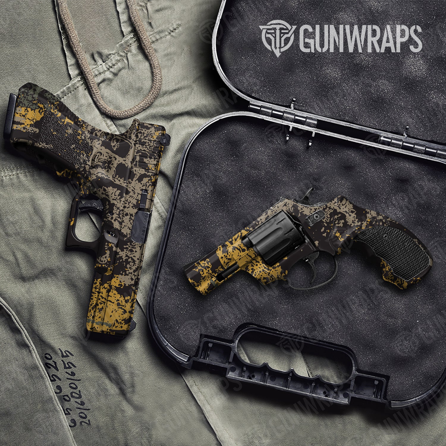 Handgun Pasted Militant Yellow Camo Gun Skin Vinyl Wrap