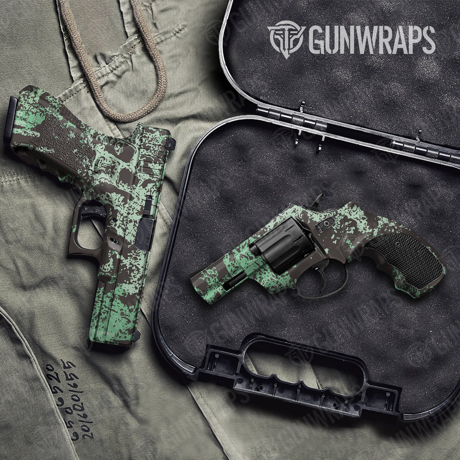 Handgun Pasted Mint Chocolate Chip Camo Gun Skin Vinyl Wrap