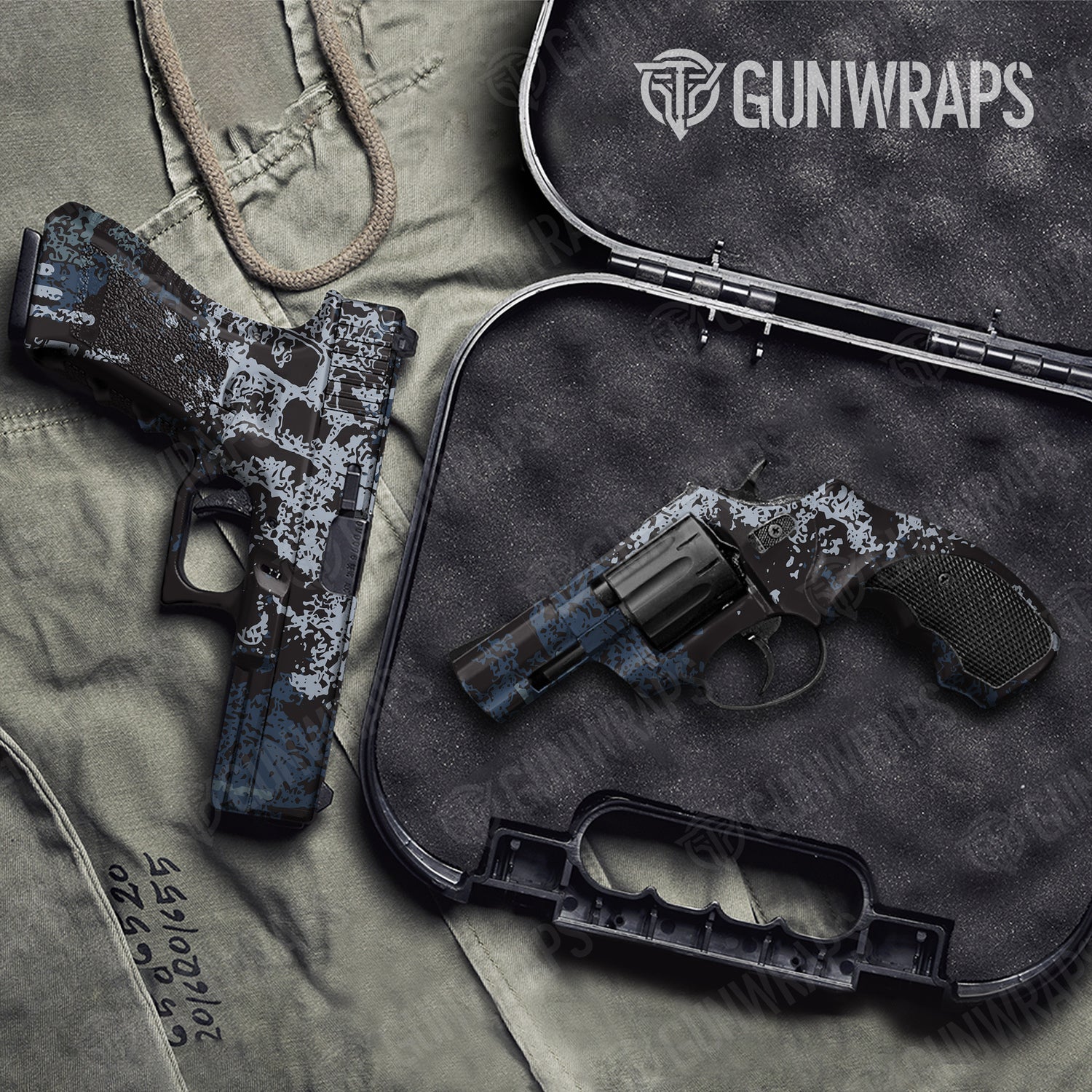 Handgun Pasted Navy Camo Gun Skin Vinyl Wrap