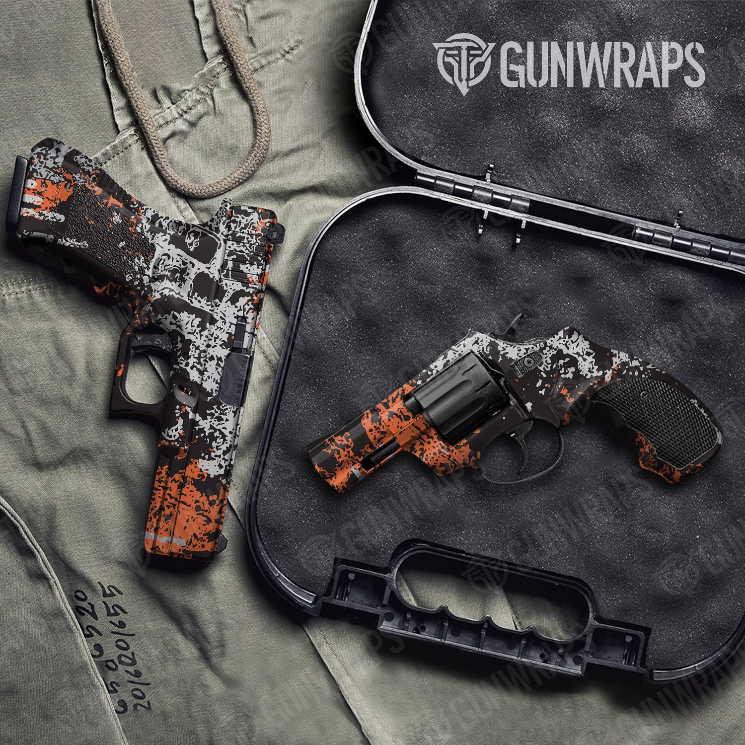 Handgun Pasted Orange Tiger Camo Gun Skin Vinyl Wrap