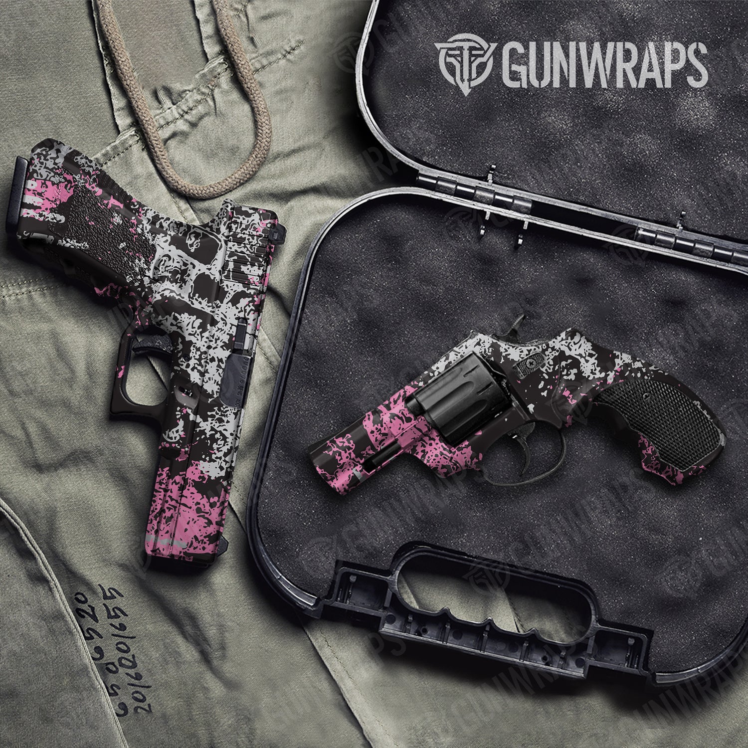 Handgun Pasted Pink Tiger Camo Gun Skin Vinyl Wrap