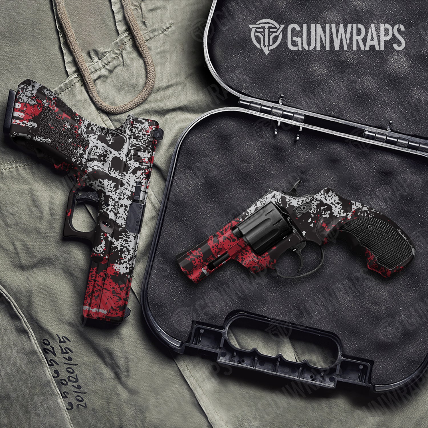 Handgun Pasted Red Tiger Camo Gun Skin Vinyl Wrap