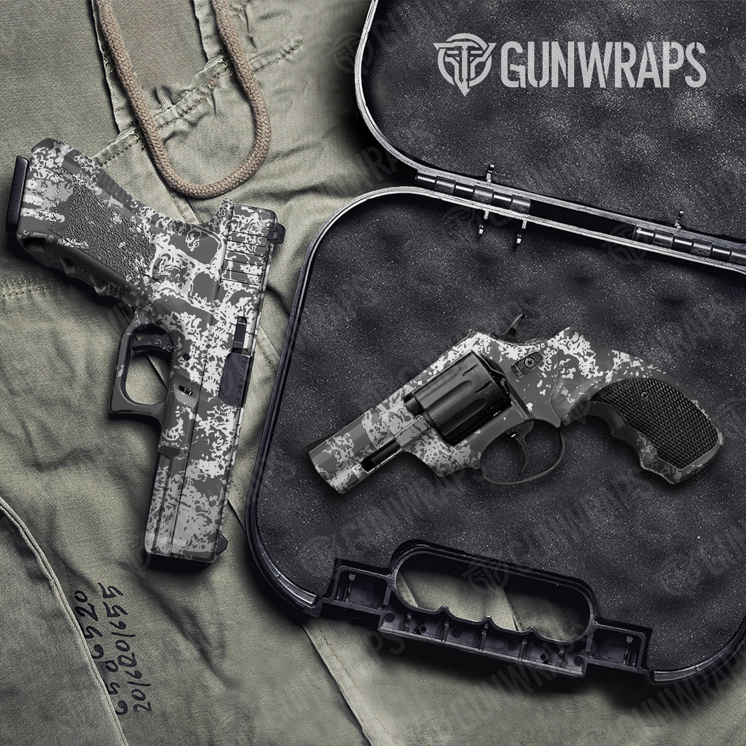 Handgun Pasted Snow Camo Gun Skin Vinyl Wrap