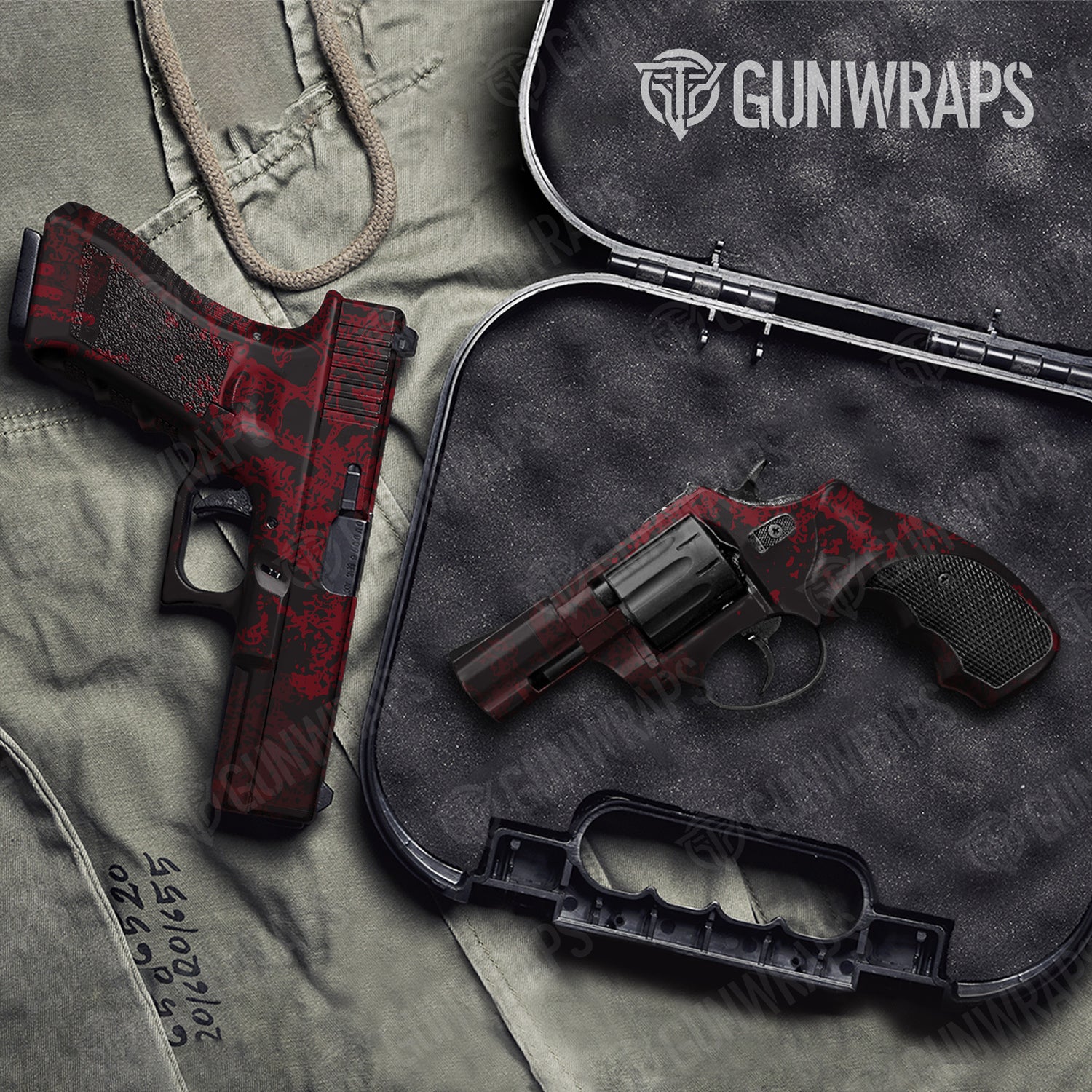 Handgun Pasted Vampire Red Camo Gun Skin Vinyl Wrap