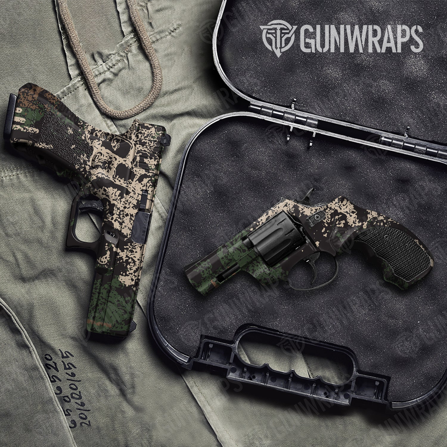 Handgun Pasted Woodland Camo Gun Skin Vinyl Wrap