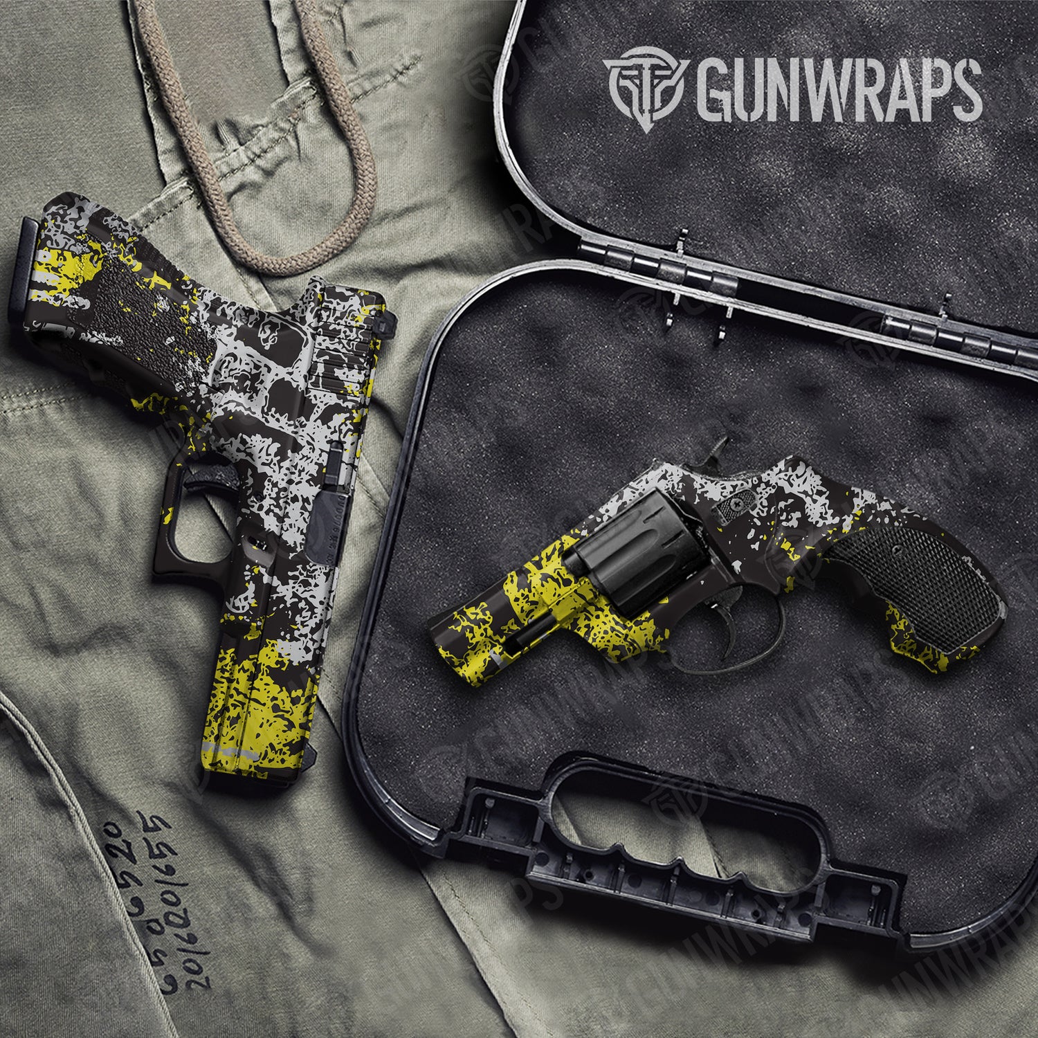 Handgun Pasted Yellow Tiger Camo Gun Skin Vinyl Wrap