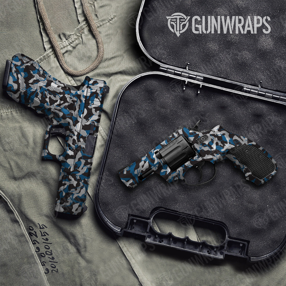 Handgun Ragged Blue Tiger Camo Gun Skin Vinyl Wrap