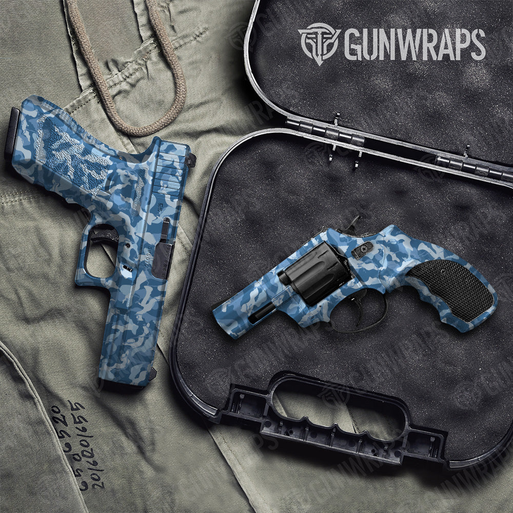 Handgun Ragged Cool Blue Camo Gun Skin Vinyl Wrap