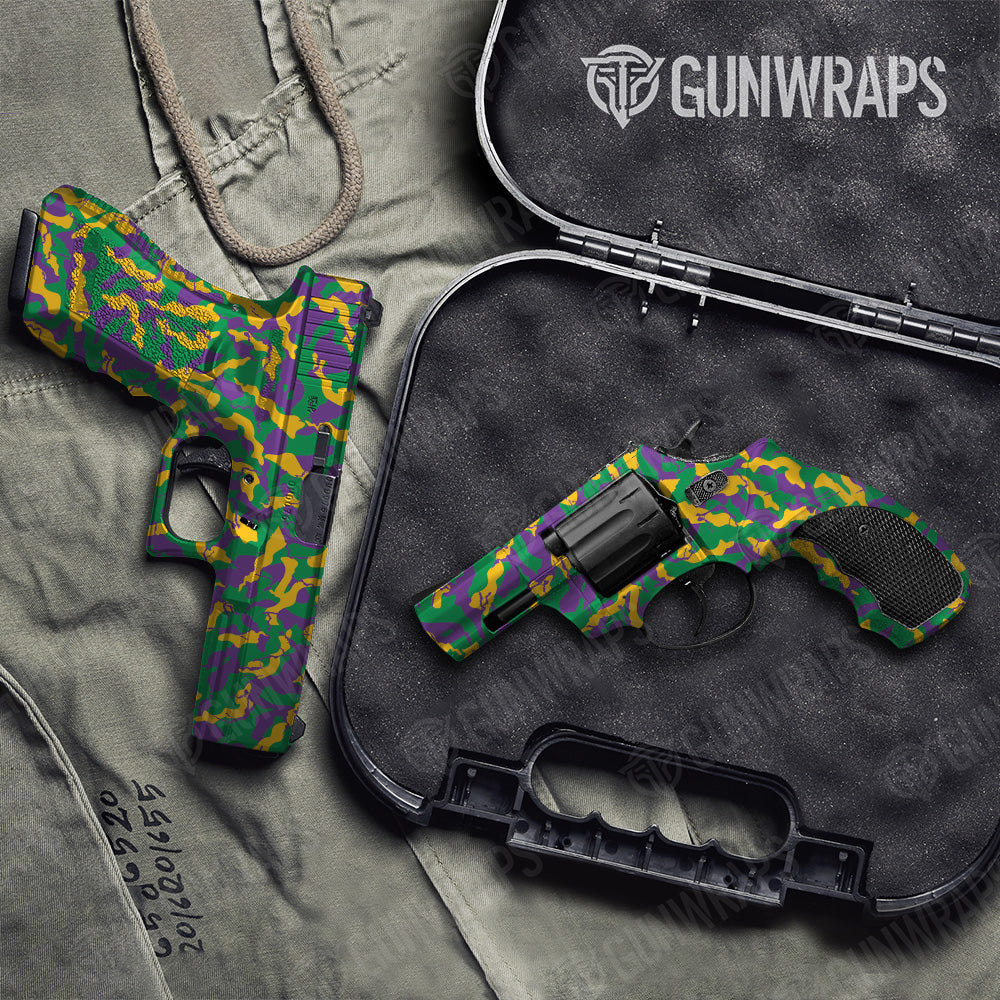 Handgun Ragged Mardi Gras Camo Gun Skin Vinyl Wrap