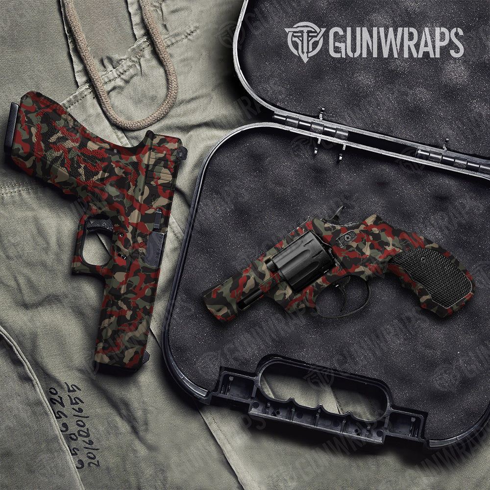 Handgun Ragged Militant Red Camo Gun Skin Vinyl Wrap