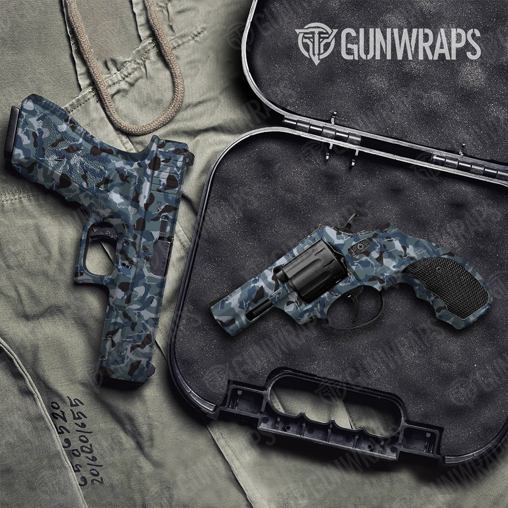 Handgun Ragged Navy Camo Gun Skin Vinyl Wrap