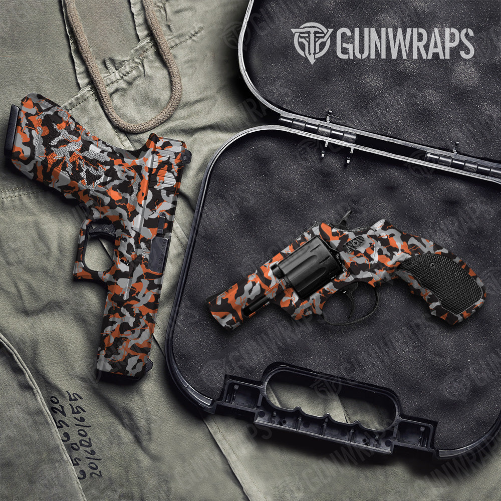 Handgun Ragged Orange Tiger Camo Gun Skin Vinyl Wrap