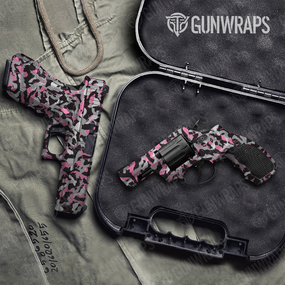 Handgun Ragged Pink Tiger Camo Gun Skin Vinyl Wrap