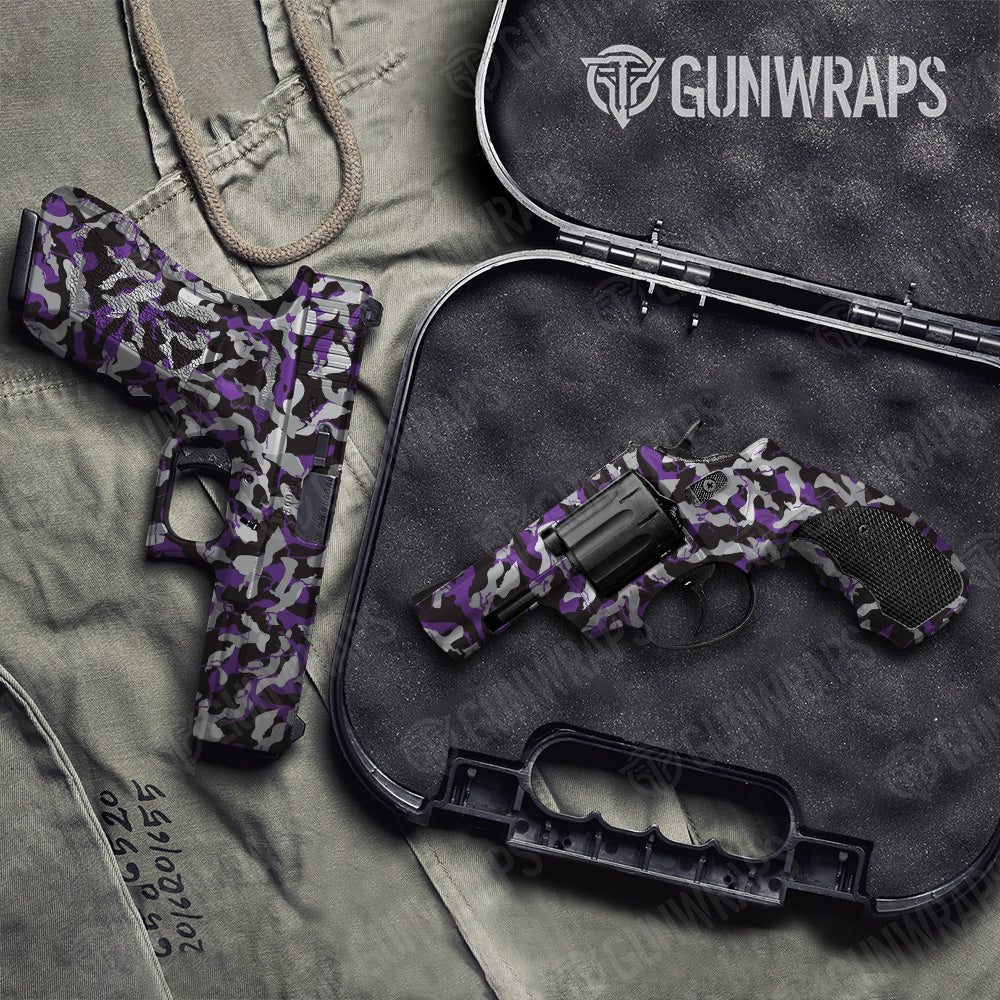 Handgun Ragged Purple Tiger Camo Gun Skin Vinyl Wrap