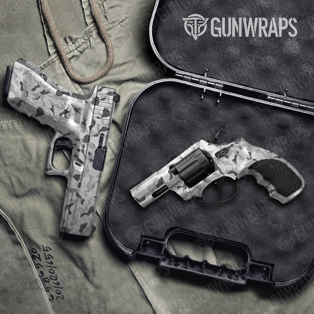 Handgun Ragged Snow Camo Gun Skin Vinyl Wrap