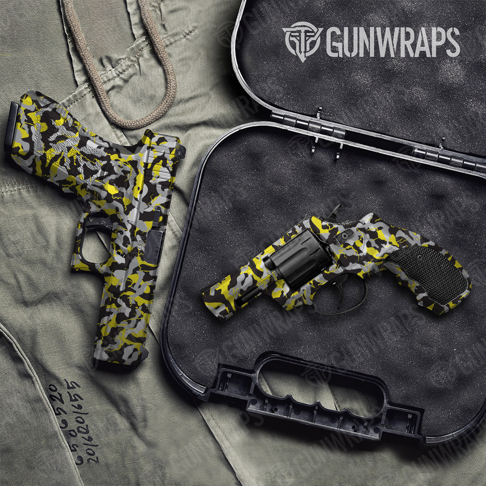 Handgun Ragged Yellow Tiger Camo Gun Skin Vinyl Wrap