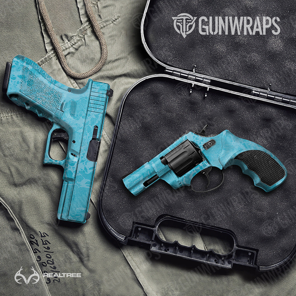 Handgun Realtree WAV3 Light Blue Camo Gun Skin Vinyl Wrap