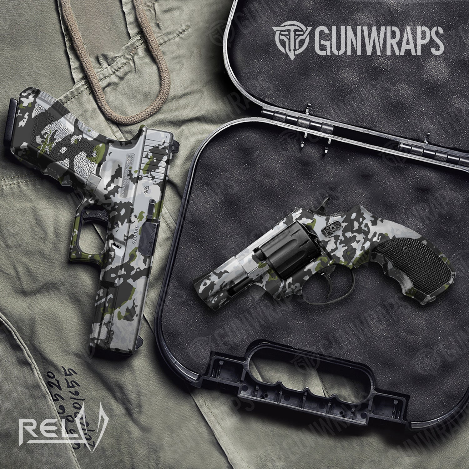 Handgun X3 RELV Timber Wolf Camo Gun Skin Vinyl Wrap