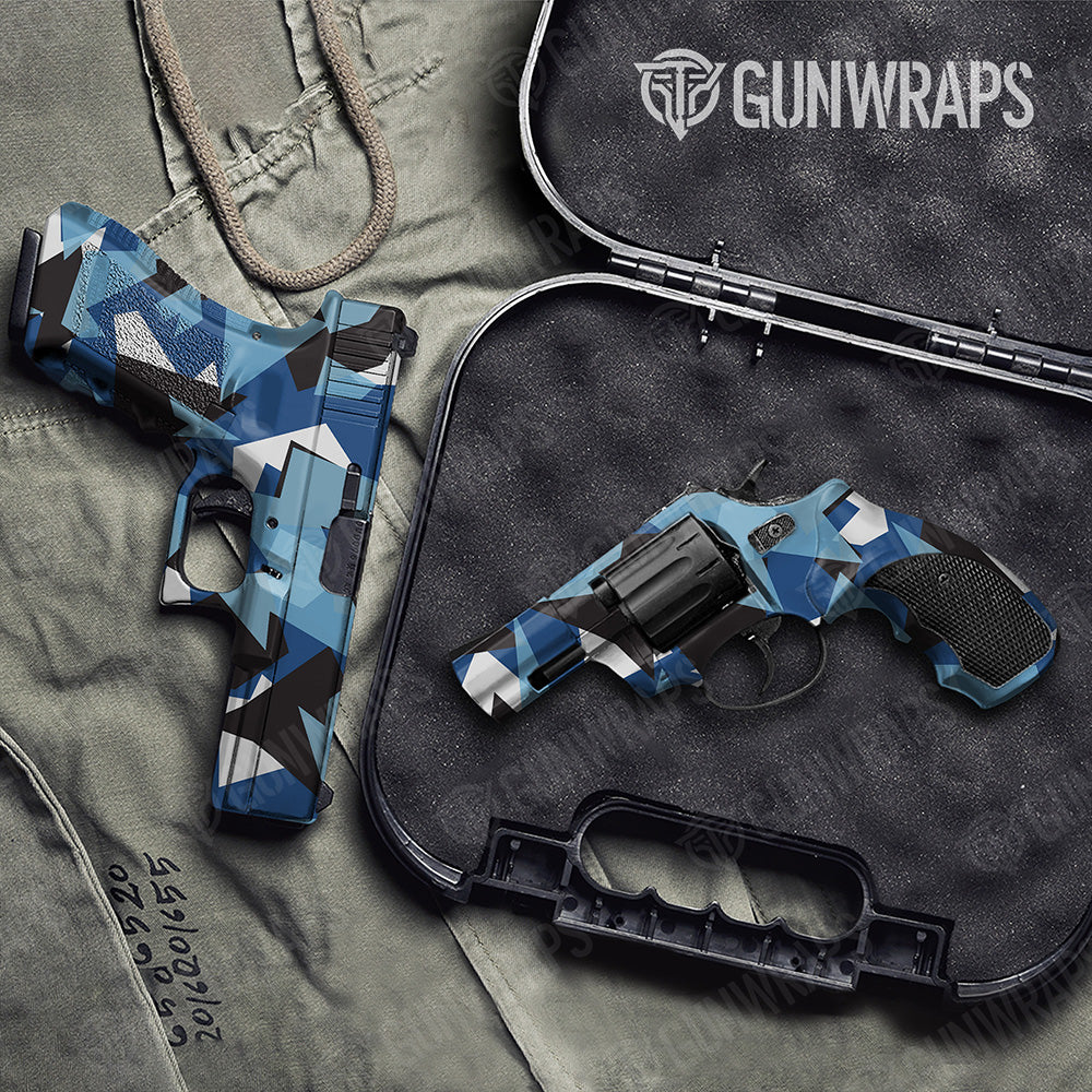 Handgun Shattered Baby Blue Camo Gun Skin Vinyl Wrap