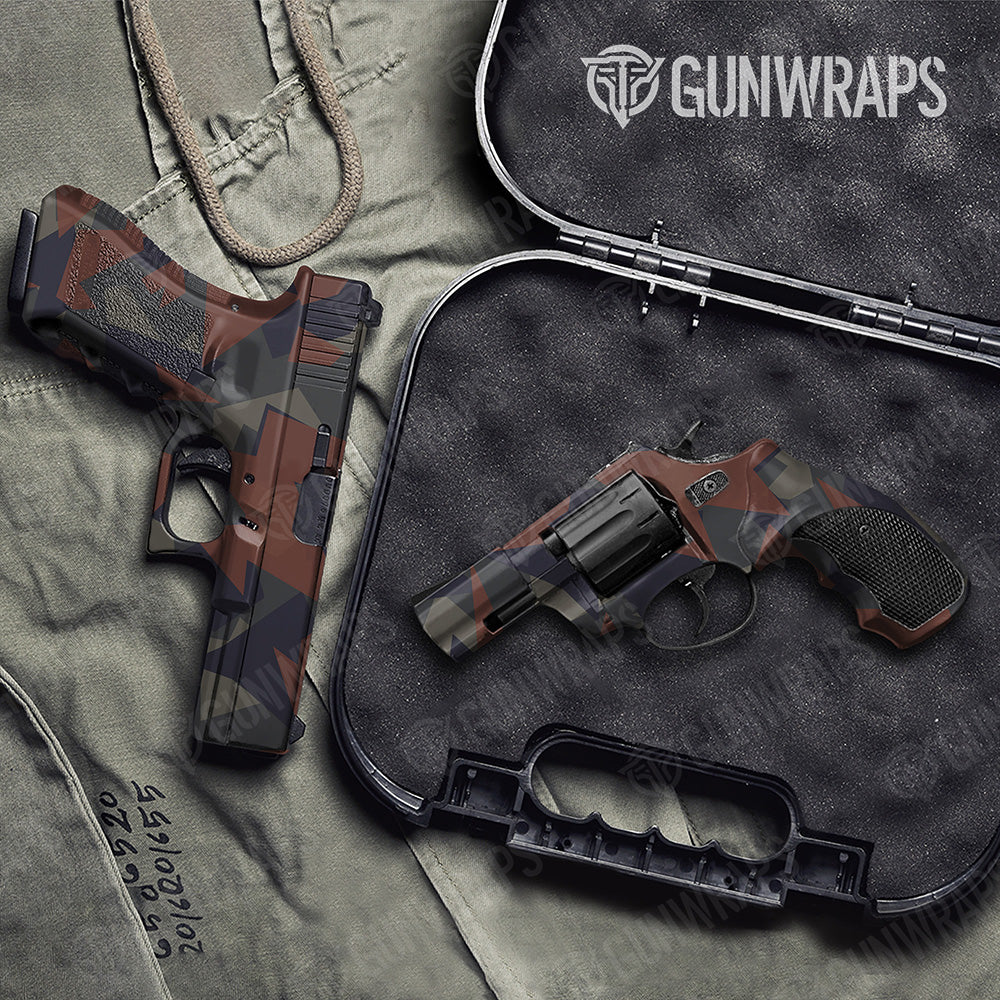 Handgun Shattered Blue Copper Camo Gun Skin Vinyl Wrap