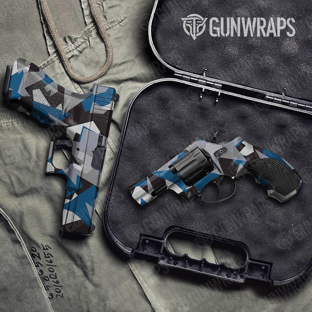 Handgun Shattered Blue Tiger Camo Gun Skin Vinyl Wrap