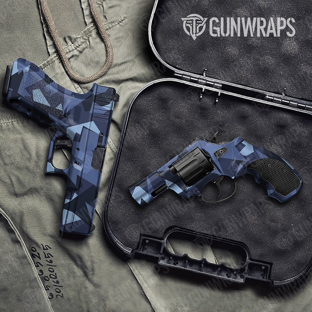 Handgun Shattered Blue Urban Night Camo Gun Skin Vinyl Wrap