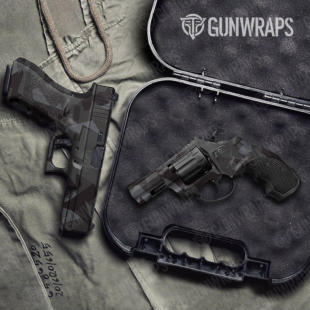 Handgun Shattered Elite Black Camo Gun Skin Vinyl Wrap