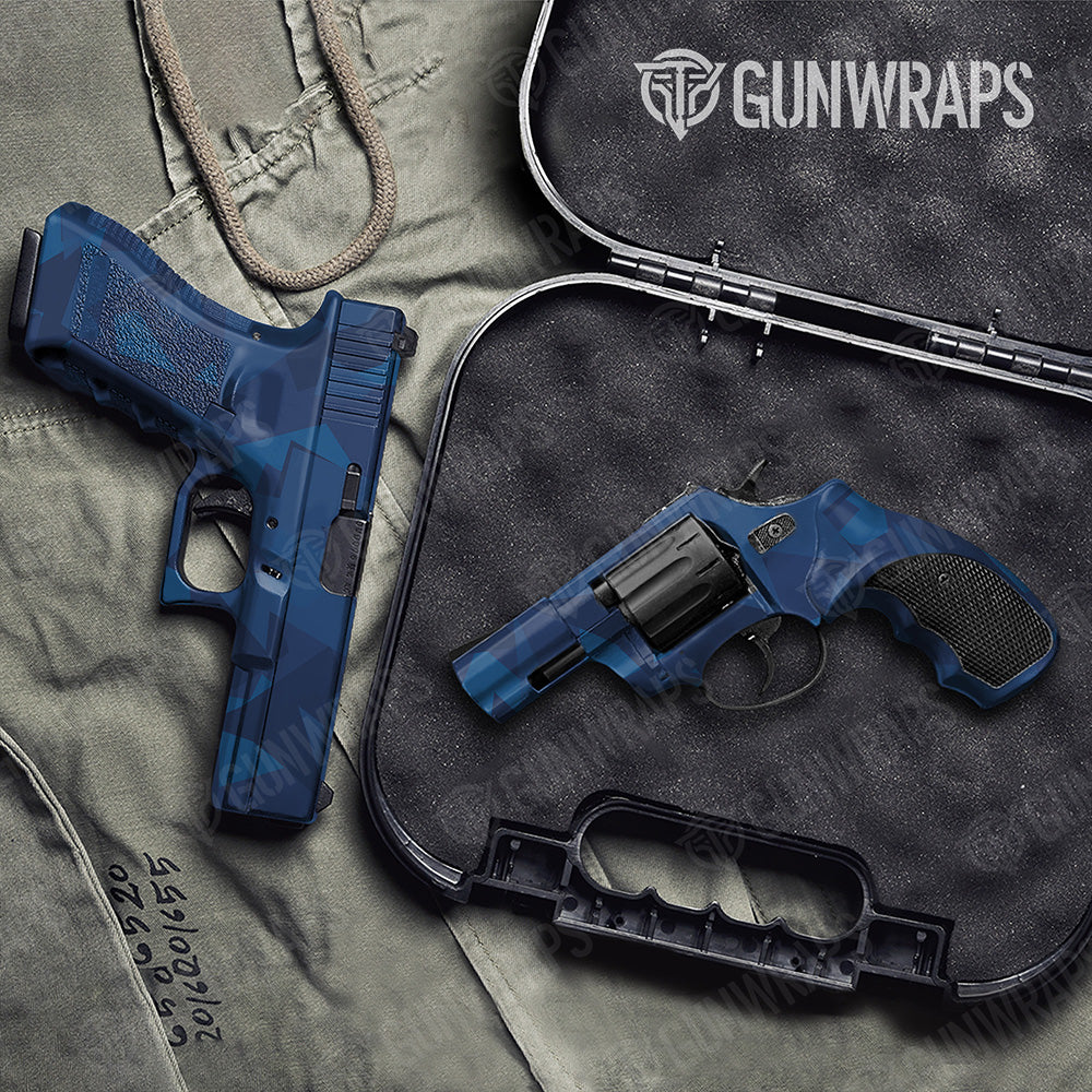 Handgun Shattered Elite Blue Camo Gun Skin Vinyl Wrap