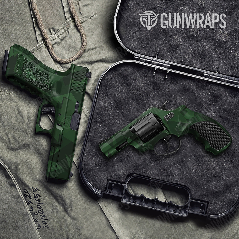 Handgun Shattered Elite Green Camo Gun Skin Vinyl Wrap