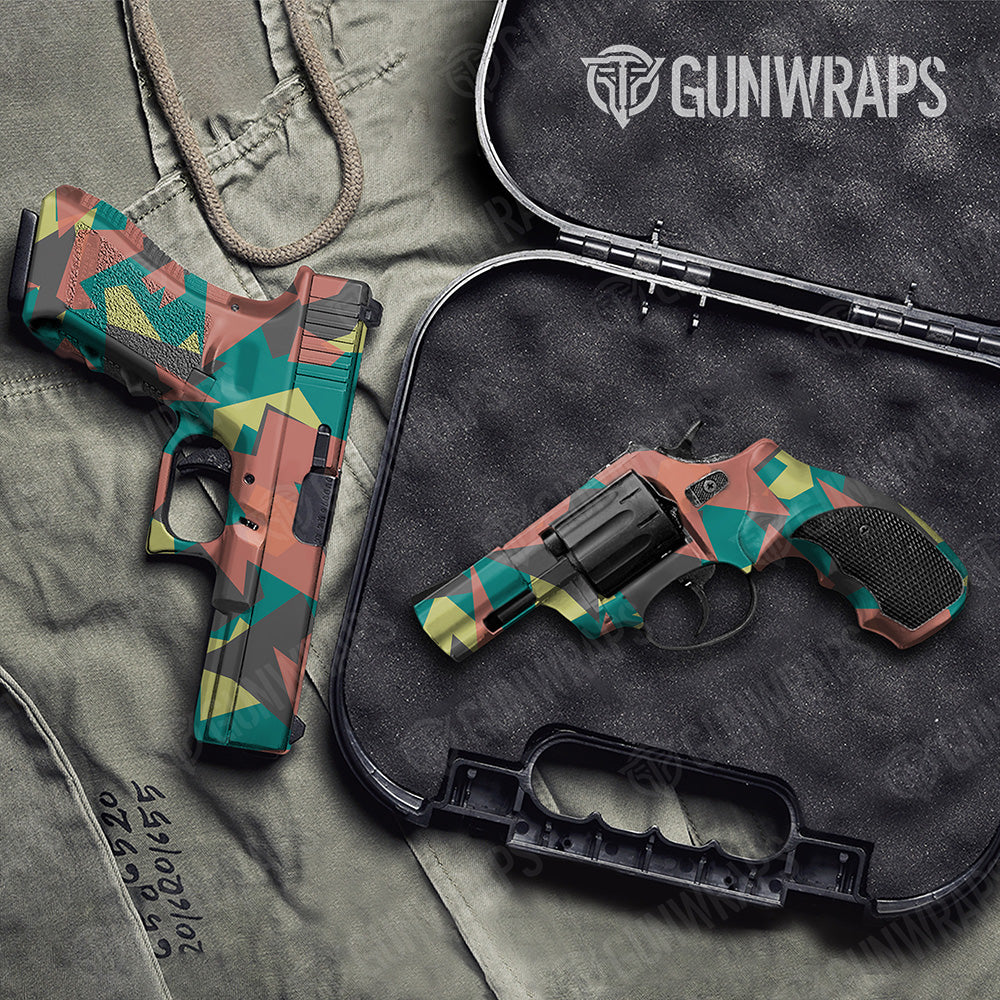 Handgun Shattered Fiesta Camo Gun Skin Vinyl Wrap