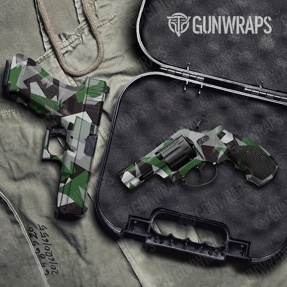 Handgun Shattered Green Tiger Camo Gun Skin Vinyl Wrap