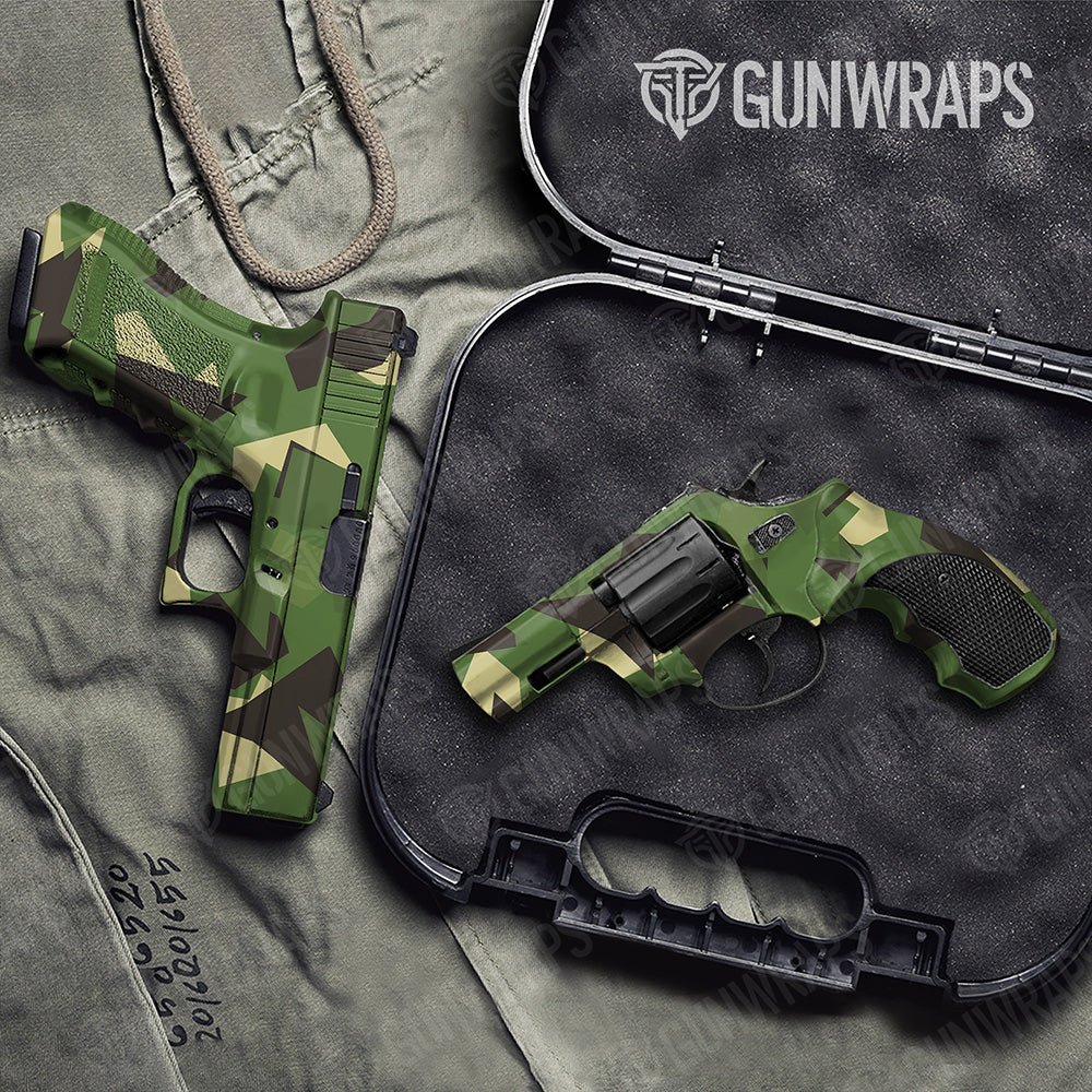 Handgun Shattered Jungle Camo Gun Skin Vinyl Wrap