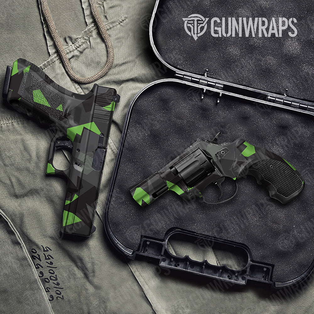 Handgun Shattered Metro Green Camo Gun Skin Vinyl Wrap