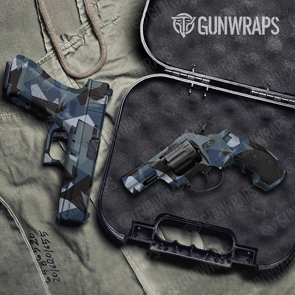 Handgun Shattered Navy Camo Gun Skin Vinyl Wrap