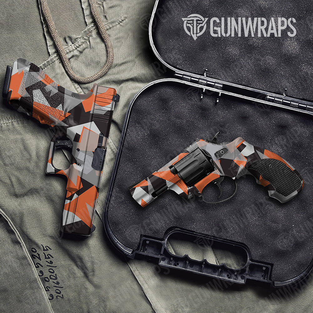 Handgun Shattered Orange Tiger Camo Gun Skin Vinyl Wrap