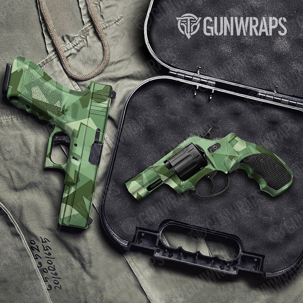 Handgun Shattered Pistachio Camo Gun Skin Vinyl Wrap