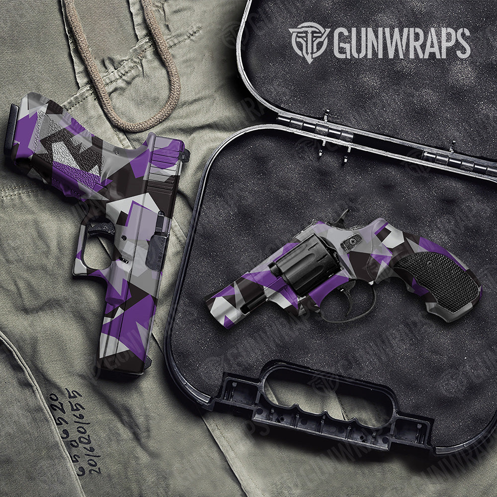 Handgun Shattered Purple Tiger Camo Gun Skin Vinyl Wrap