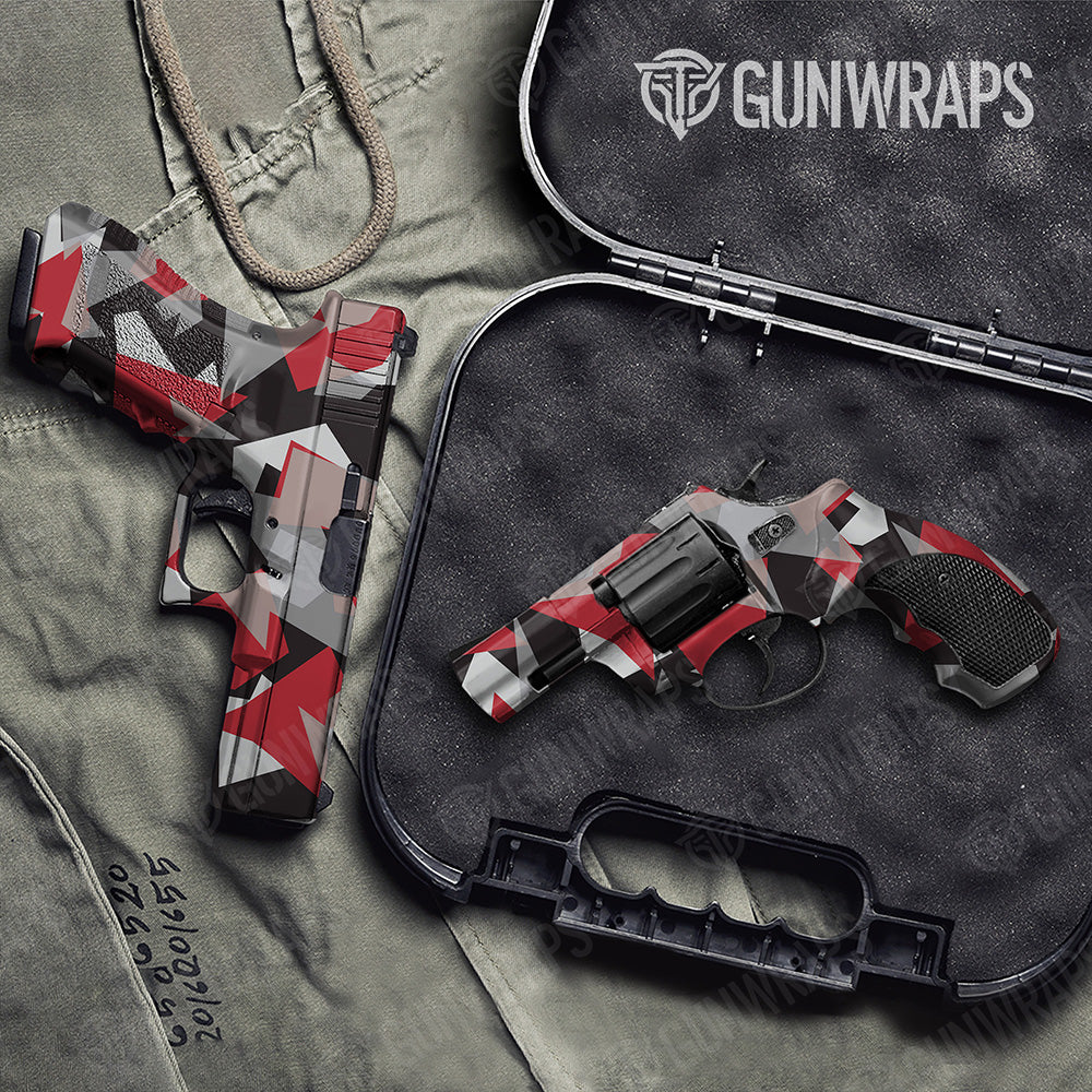 Handgun Shattered Red Tiger Camo Gun Skin Vinyl Wrap