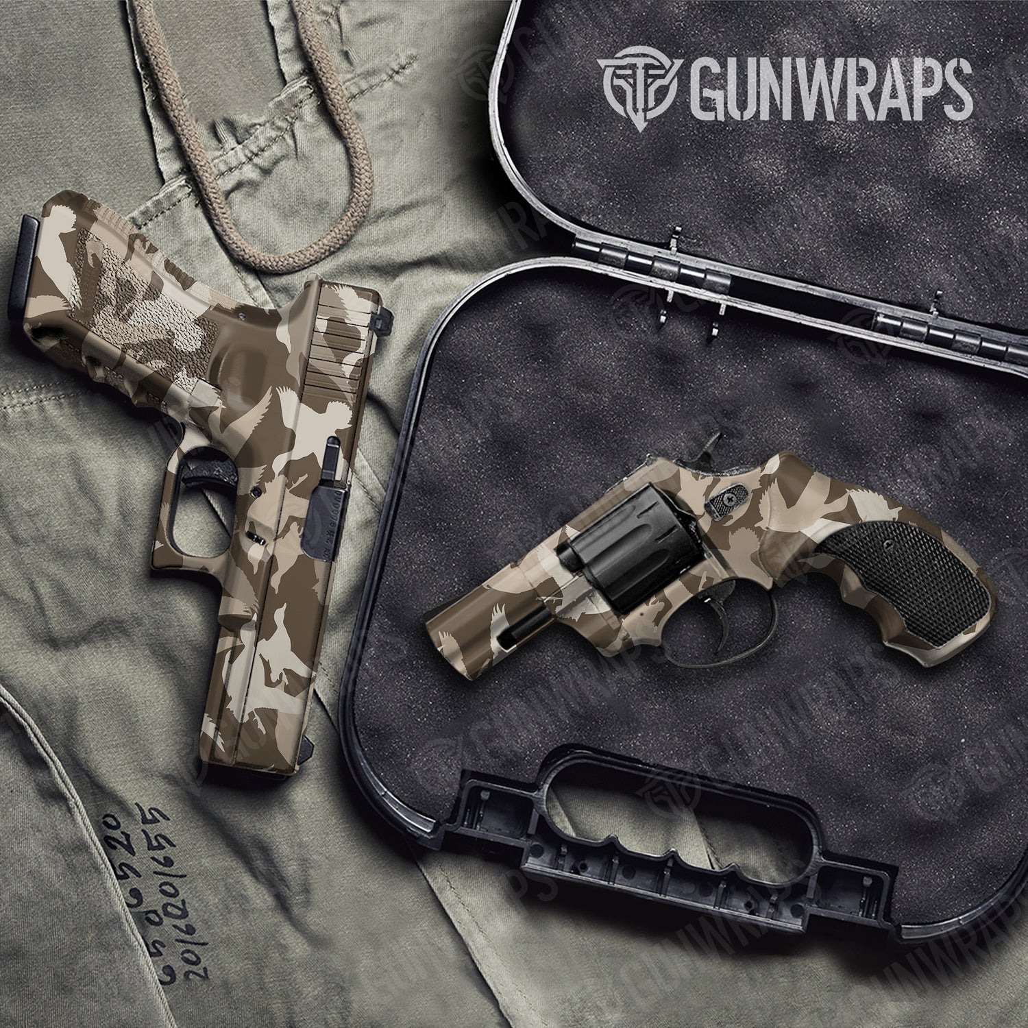 Handgun Silhouette Silhouette Duck Camo Gun Skin Vinyl Wrap