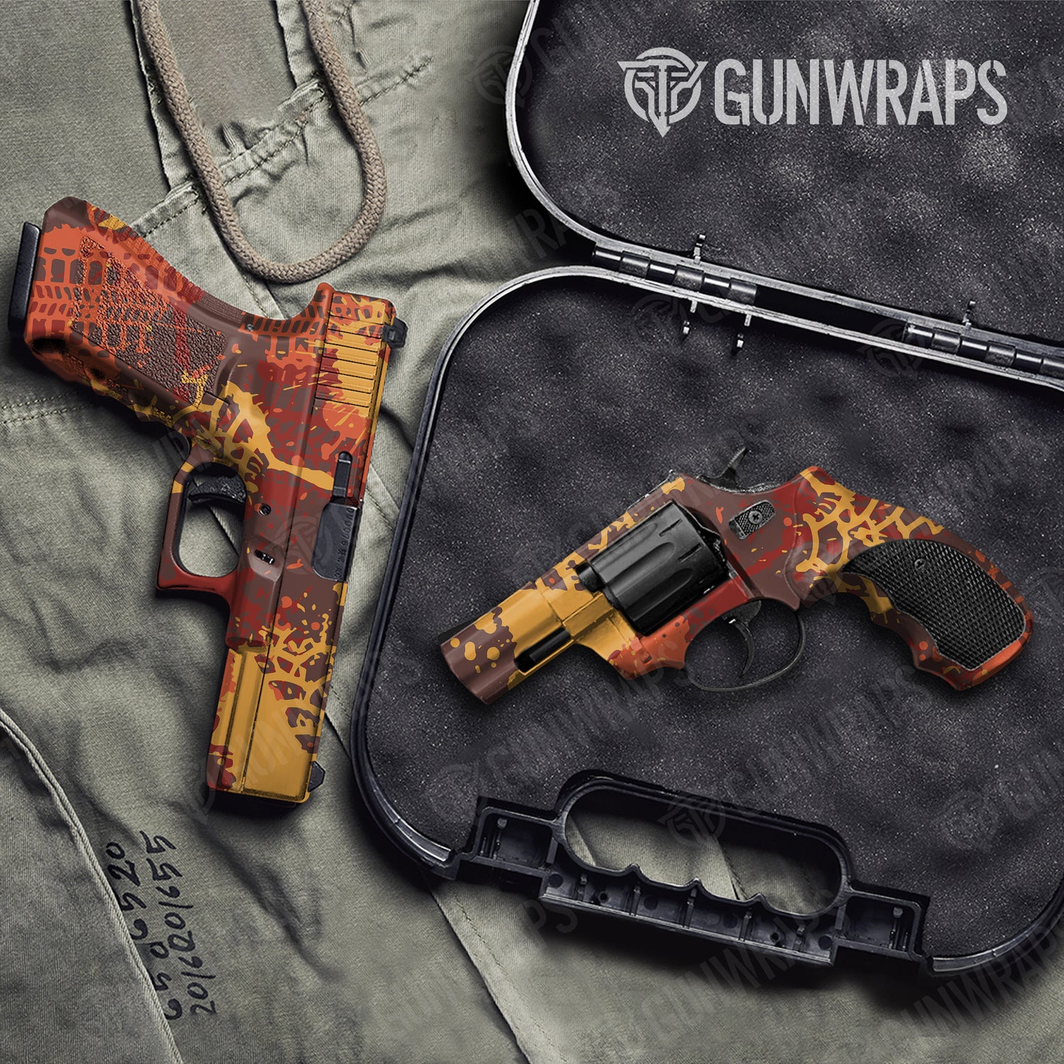 Handgun Tire Splatter Autumn Camo Gun Skin Vinyl Wrap