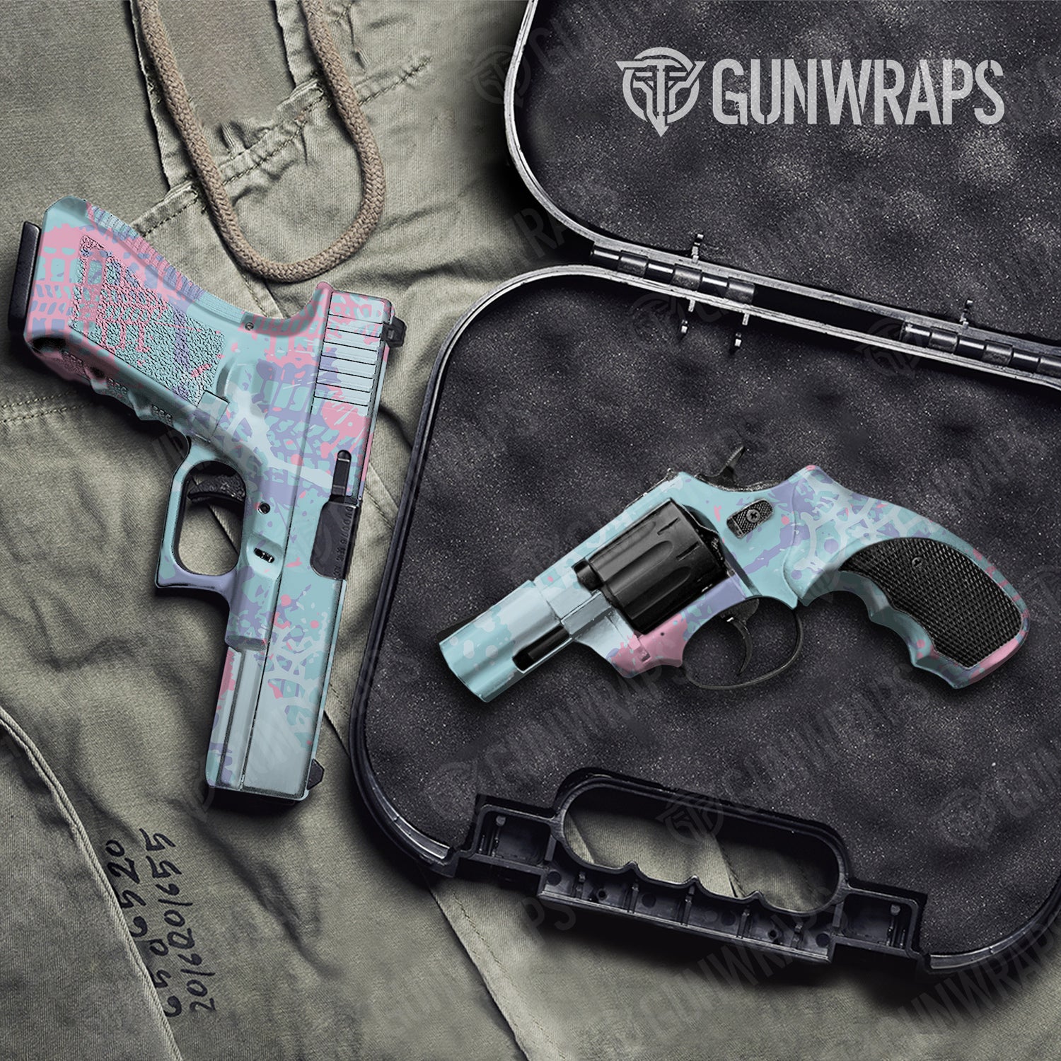 Handgun Tire Splatter Cotton Candy Camo Gun Skin Vinyl Wrap