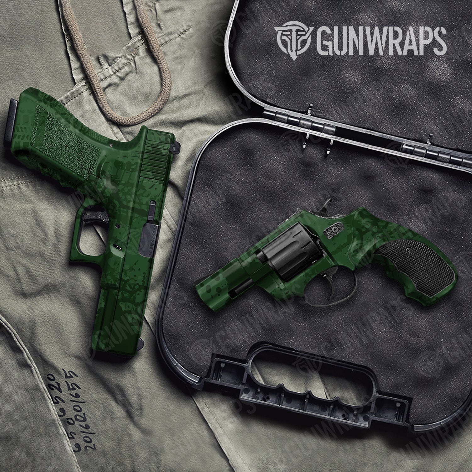 Handgun Tire Splatter Elite Green Camo Gun Skin Vinyl Wrap