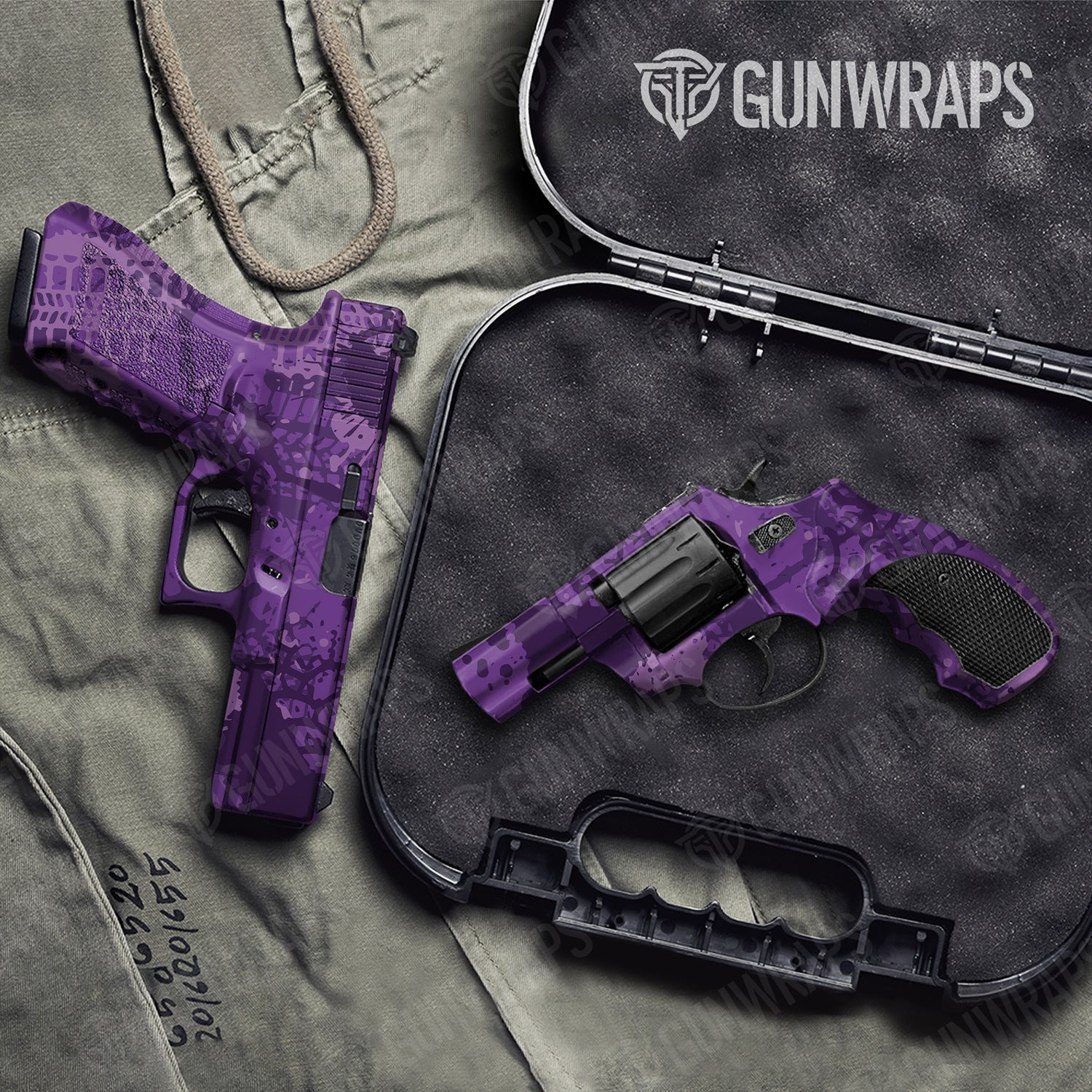 Handgun Tire Splatter Elite Purple Camo Gun Skin Vinyl Wrap