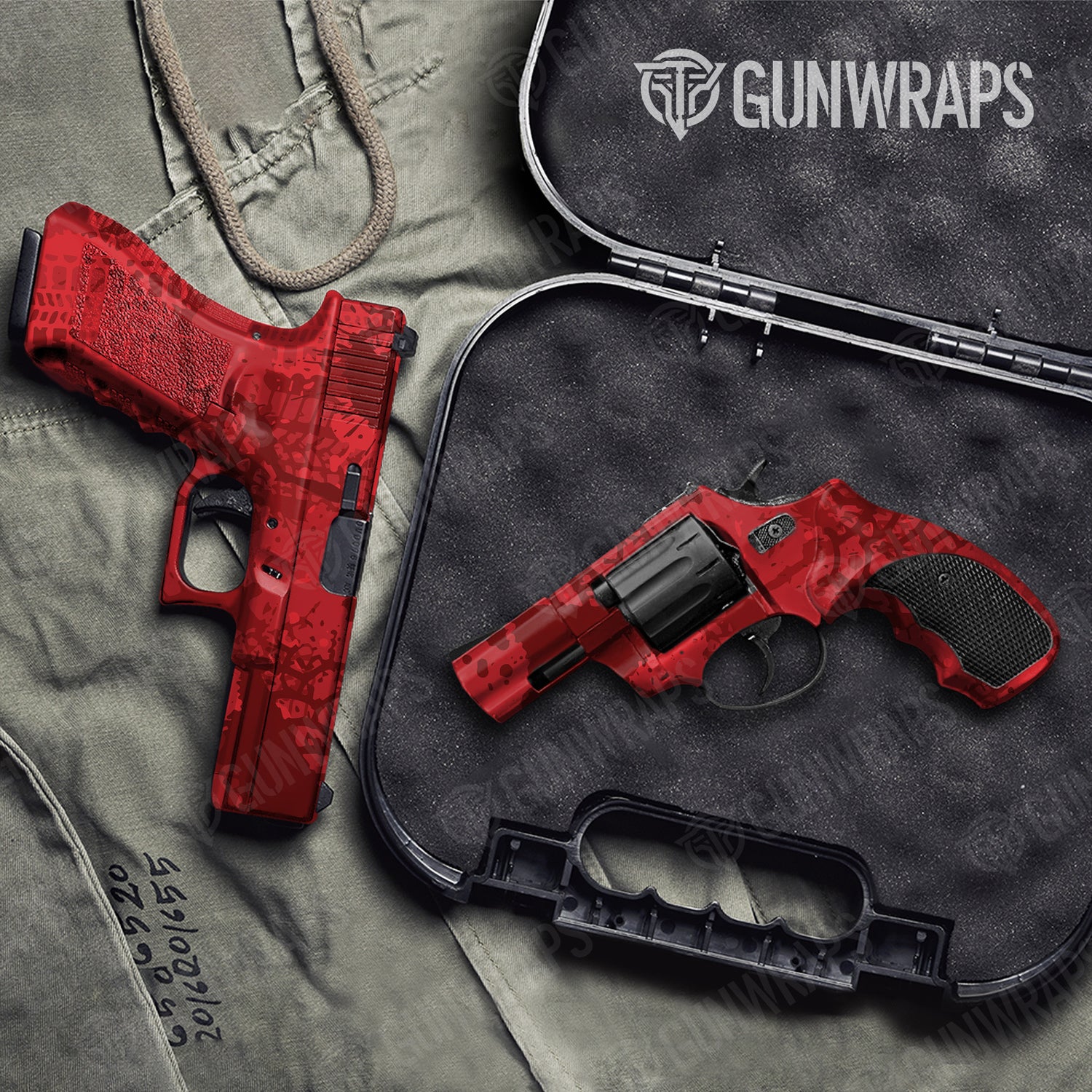 Handgun Tire Splatter Elite Red Camo Gun Skin Vinyl Wrap