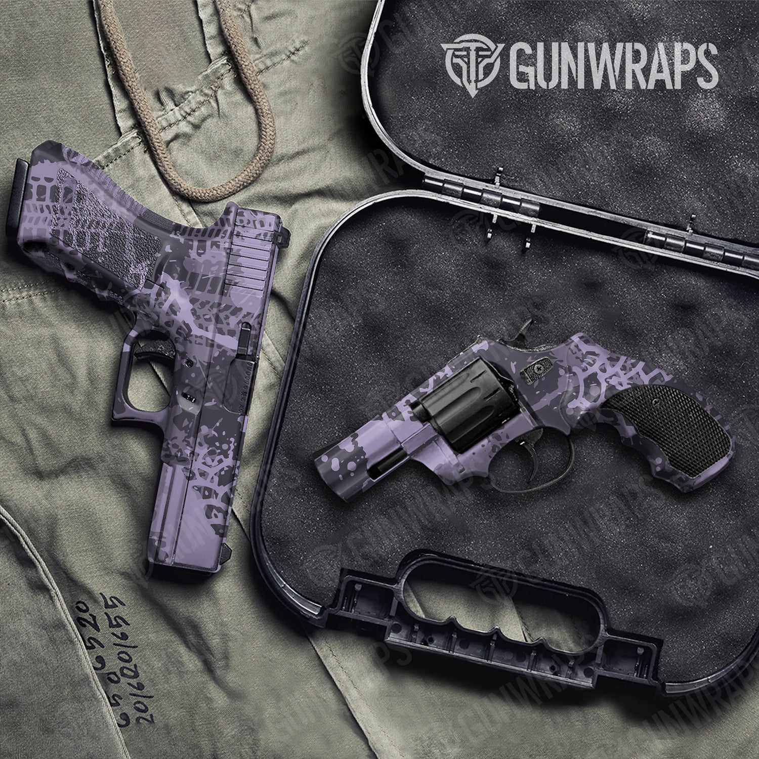 Handgun Tire Splatter Lilac Camo Gun Skin Vinyl Wrap