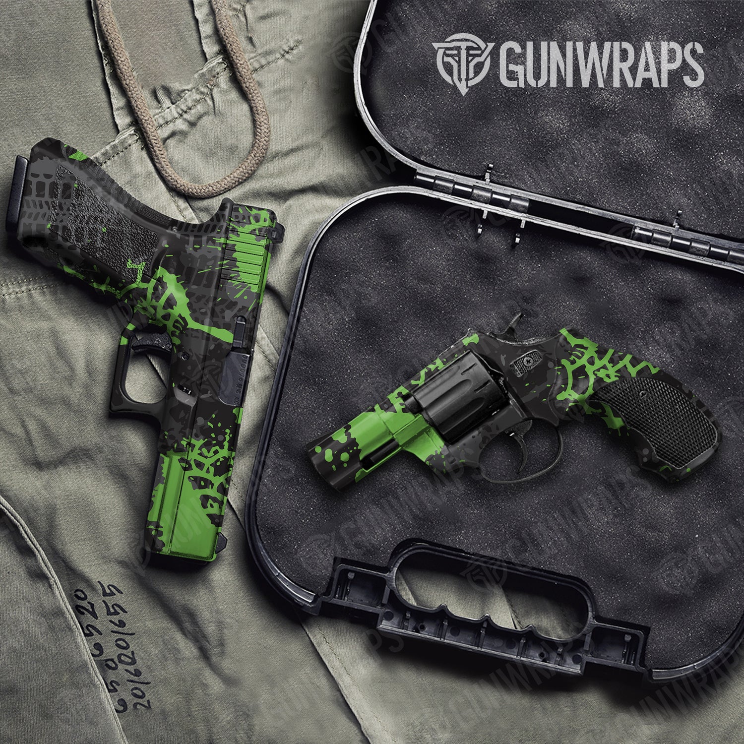 Handgun Tire Splatter Metro Green Camo Gun Skin Vinyl Wrap