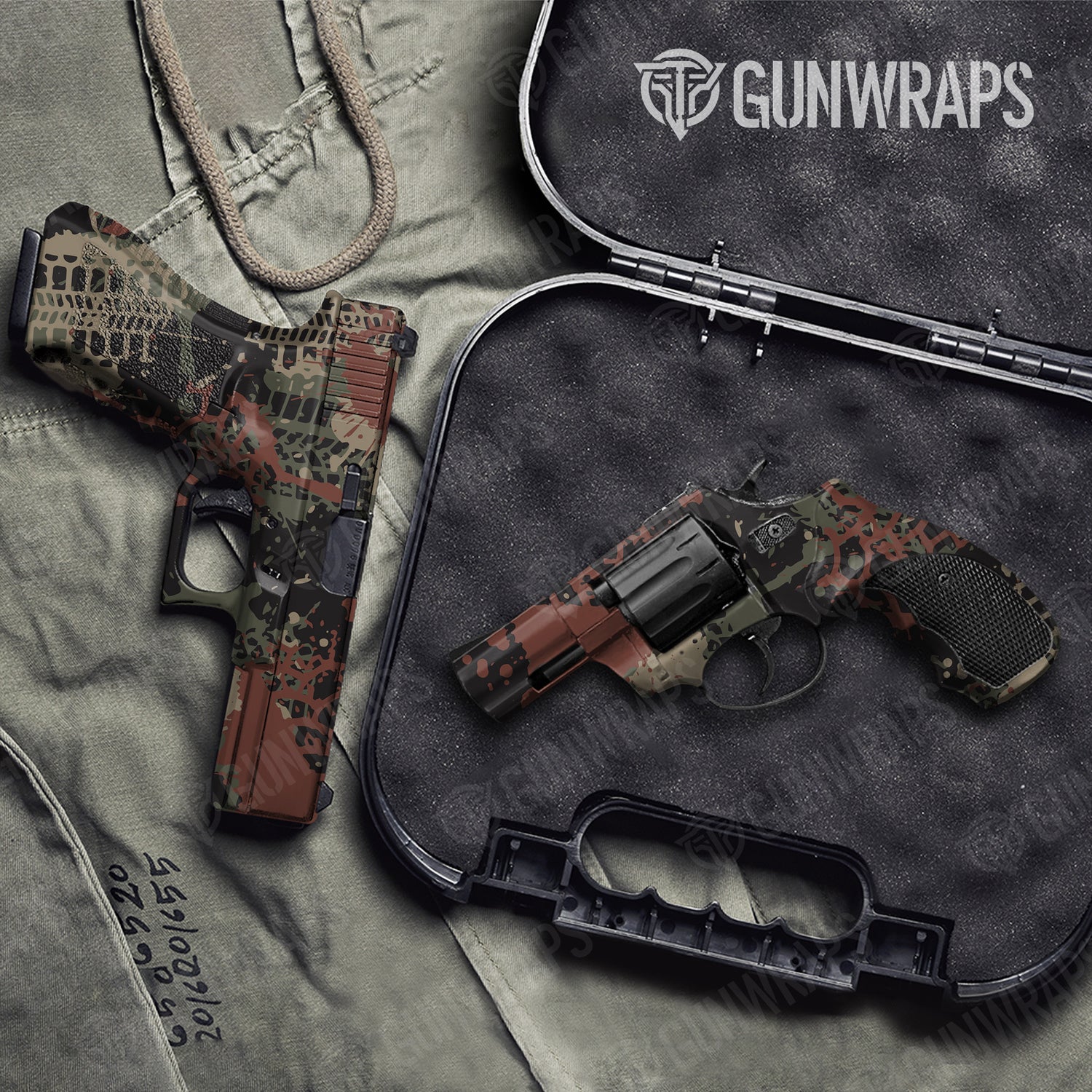 Handgun Tire Splatter Militant Copper Camo Gun Skin Vinyl Wrap