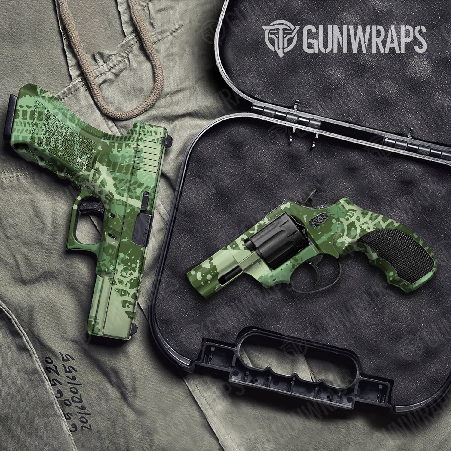 Handgun Tire Splatter Pistachio Camo Gun Skin Vinyl Wrap